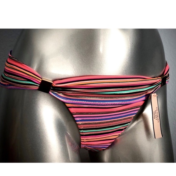 Victoria's Secret Foil Stripe Gold Hardware The Hottie Cheeky Bikini Bottom XS - Picture 1 of 3
